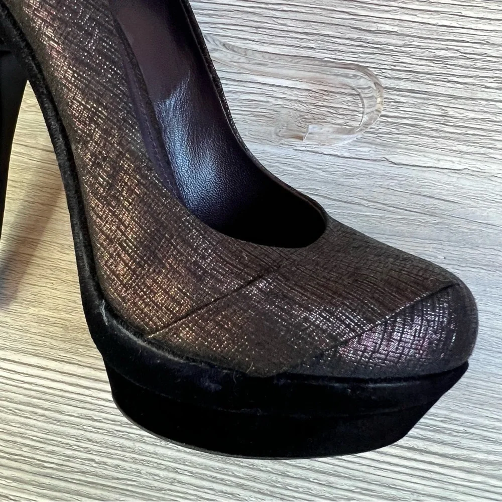 RODO + Talbot Runhof platform velvet and metallic sheen high heel stilettos sz 6